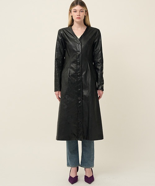 Leather Slim Line Coat &amp; Dress_Black